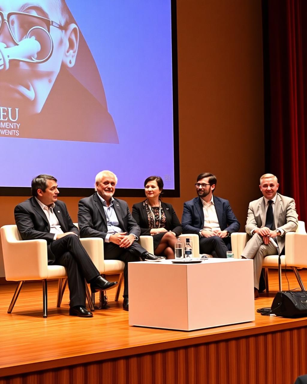Industry panel of four professionals seated on stage