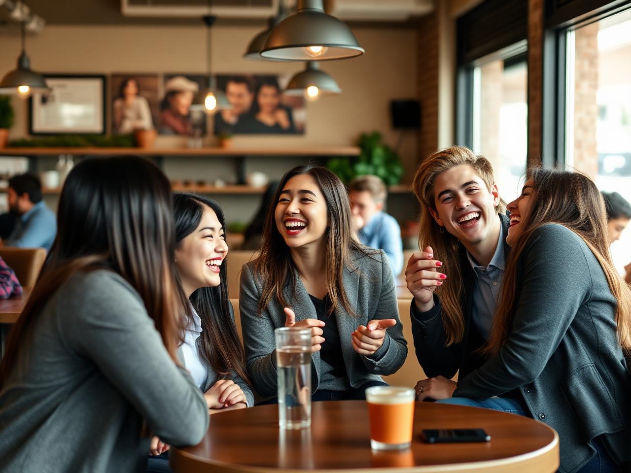 Members laughing together at an end-of-semester social